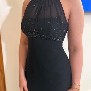 Elegant Black Halter Dress